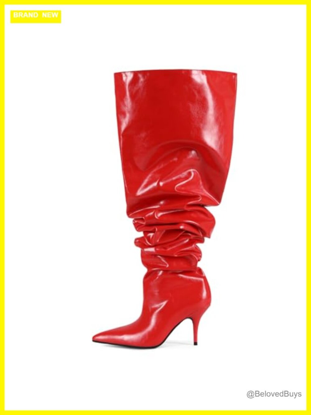 Faux Leather Over the Knee Boots Pointed Toe Stiletto Heel Pull On